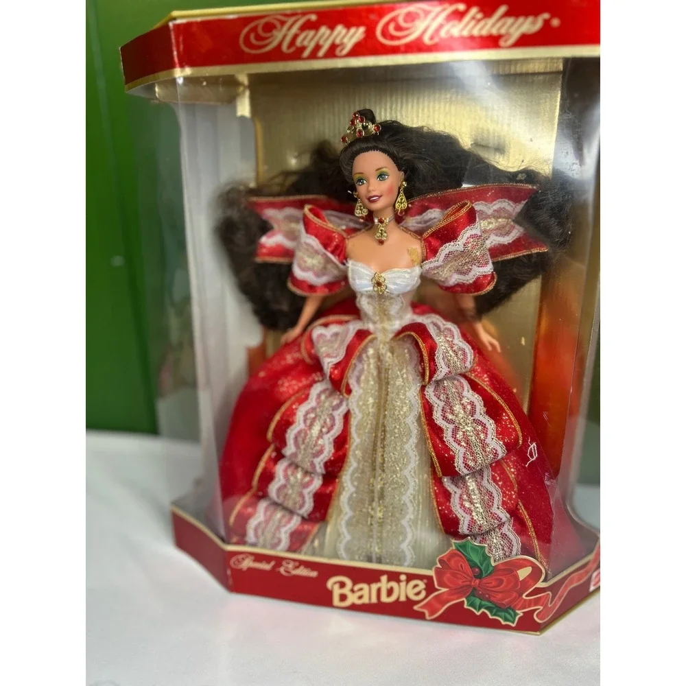 Mattel 1997 Happy Holidays Barbie Special Edition Brunette Red Gown 17832 NIB